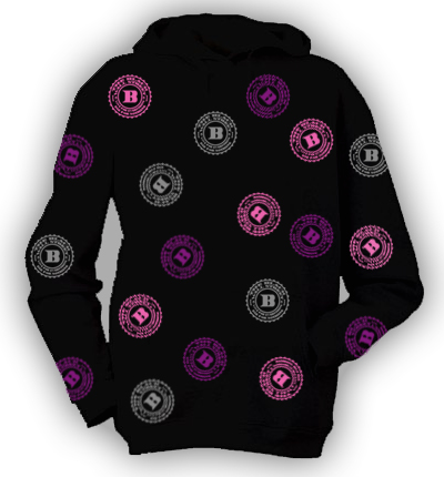 BLACKWALLSTREET PINK/PURPLE/SILVER LOGOS HOODIE - BLACK BLACKWALLSTREET PINK/PURPLE/SILVER LOGOS HOODIE - BLACK