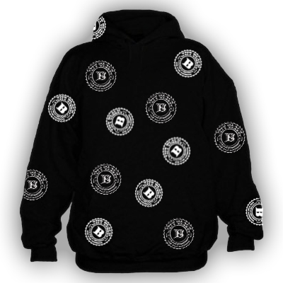 BLACKWALLSTREET WHITE & BOLD WHITE LOGOS HOODIE - BLACK