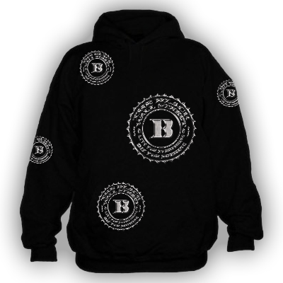 BLACKWALLSTREET WHITE LOGOS HOODIE - BLACK