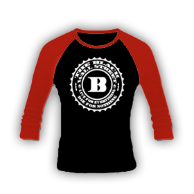 BLACKWALLSTREET WHITE BWS LONGSLEEVE - BLACK BODY / RED SLEEVES