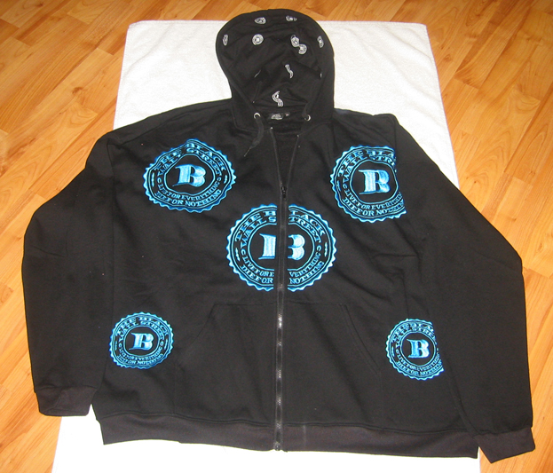 BLUE BWS LOGOS "LET'S RIDE" ZIP HOODIE - BLACK - MED