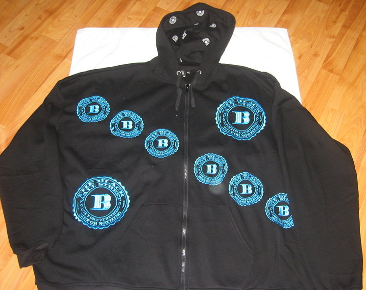 BLUE BWS LOGOS "REMIXED" ZIP HOODIE - BLACK