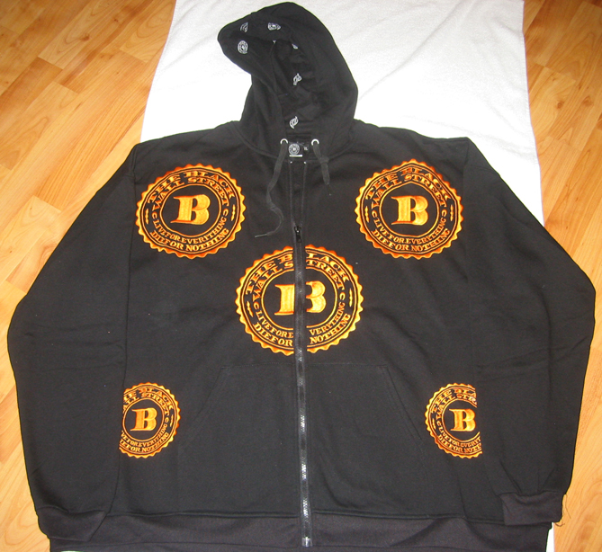 GOLD BWS LOGOS "LET'S RIDE" ZIP HOODIE - BLACK - L