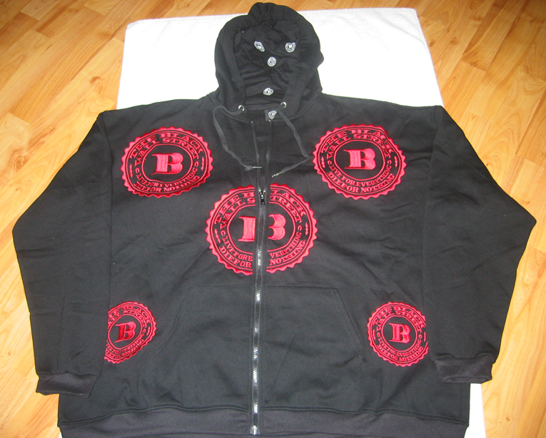 RED BWS LOGOS "LET'S RIDE" ZIP HOODIE - BLACK - XL