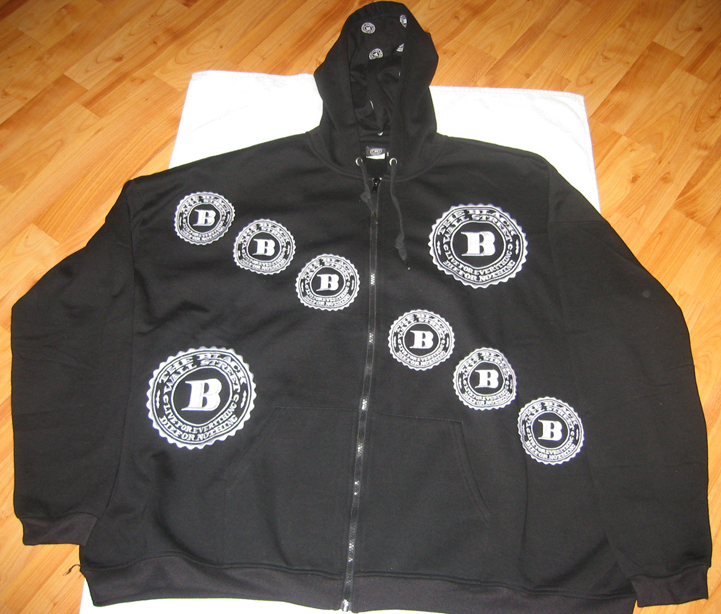 WHITE BWS LOGOS "REMIXED" ZIP HOODIE - BLACK - XXL