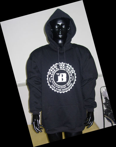 BLACKWALLSTREET WHITE LOGO HOODIE - BLACK