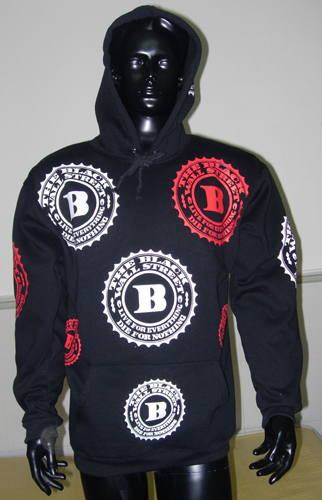 BLACKWALLSTREET RED & WHITE LOGOS HOODIE - BLACK