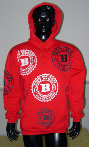 BLACKWALLSTREET BLACK & WHITE LOGOS HOODIE - RED